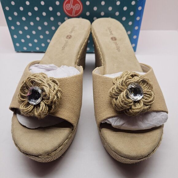 NEW Lindsay Phillips Devon light brown Wedge platform sandal size 9.5 snap shoes - Picture 2 of 8